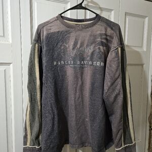 Harley Davidson Motorcycles Crewneck Sweatshirt Large Blue Double-Sided